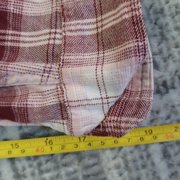 Tilley Womens XXL Burgundy, Pink And White Plaid Shirt Workwear Grunge Y2K - Picture 10 of 15